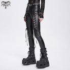 DEVIL FASHION Women's Punk Studded Lace-up Pants