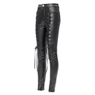 DEVIL FASHION Women's Punk Studded Lace-up Pants