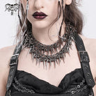 DEVIL FASHION Women's Punk Studded Layered Necklace