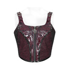 DEVIL FASHION Women's Punk Zip Front Adjustable Strap Bustier