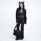 DEVIL FASHION Women's Punk Zip Front Adjustable Strap Bustier