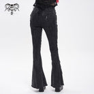 DEVIL FASHION Women's Punk Zipper-accented Pleated Flared Pants