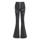 DEVIL FASHION Women's Punk Zipper-accented Pleated Flared Pants