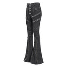 DEVIL FASHION Women's Punk Zipper-accented Pleated Flared Pants