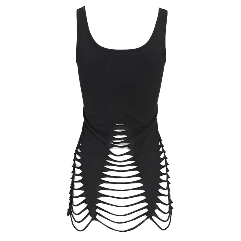 DEVIL FASHION Canotta punk corta con strappi e dettagli da donna