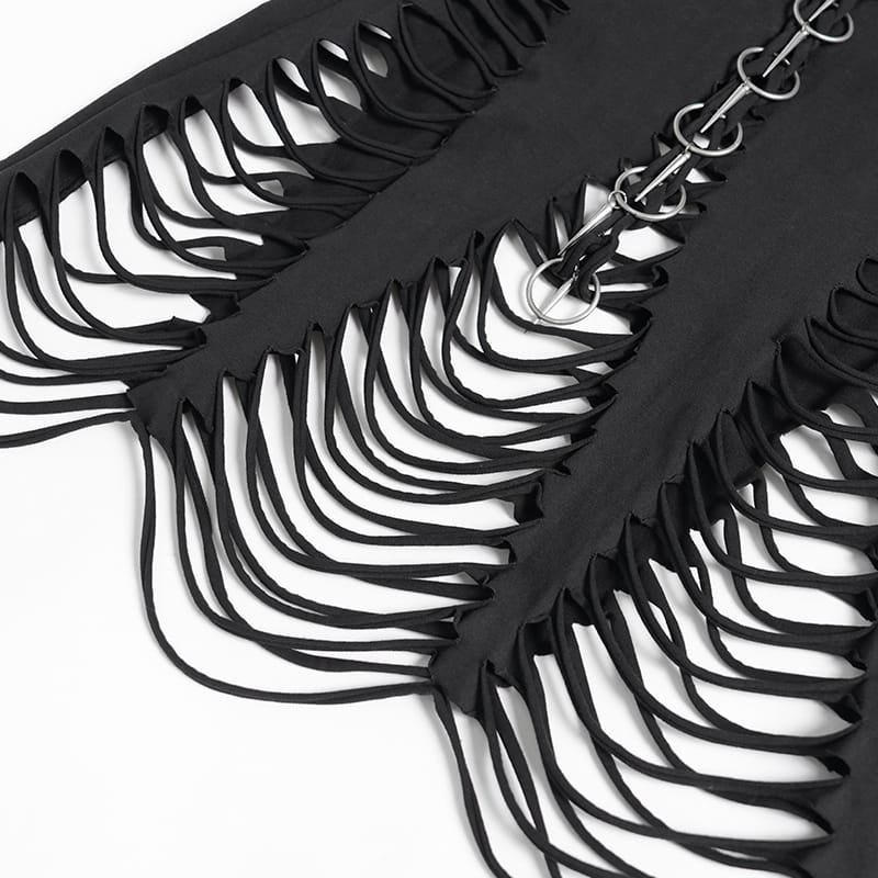 DEVIL FASHION Canotta punk corta con strappi e dettagli da donna
