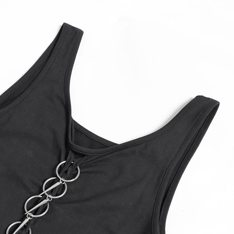 DEVIL FASHION Canotta punk corta con strappi e dettagli da donna