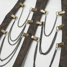 DEVIL FASHION Women's Steampunk Brown Body Harness with Brass Chain