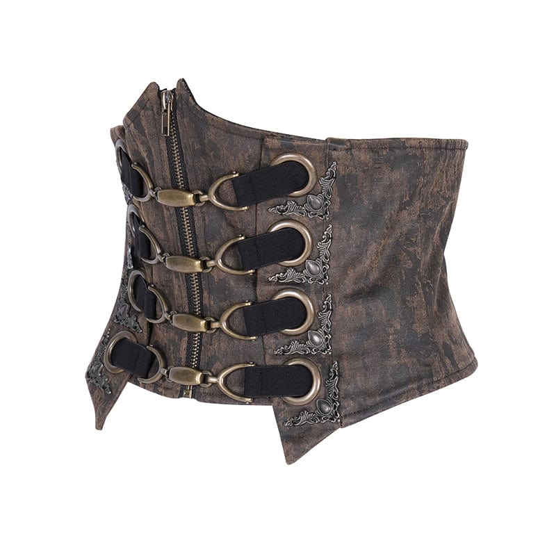 DEVIL FASHION Women's Steampunk Lace-up Zip Underbust Corset