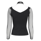 DEVIL FASHION Women's Steampunk Mesh Faux Leather Tops
