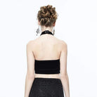 DEVIL FASHION Women's Strappy Punk Halterneck Top