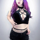 DEVIL FASHION Women's Strappy Punk Halterneck Top