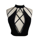 DEVIL FASHION Women's Strappy Punk Halterneck Top