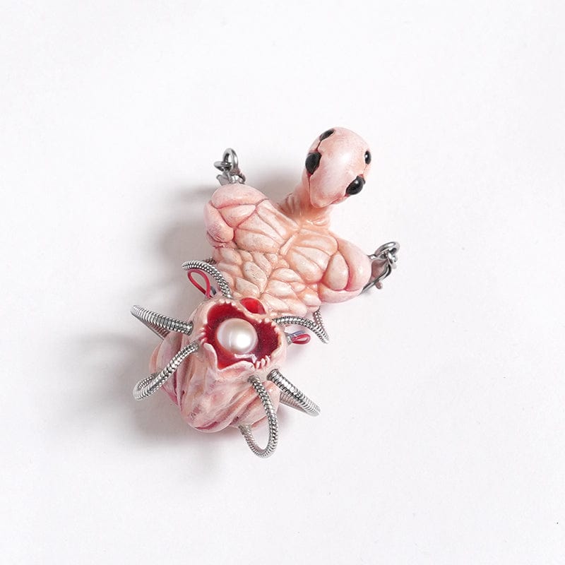 Women's Weirdcore Alien Mechanical Elements Necklace Pink – Punk