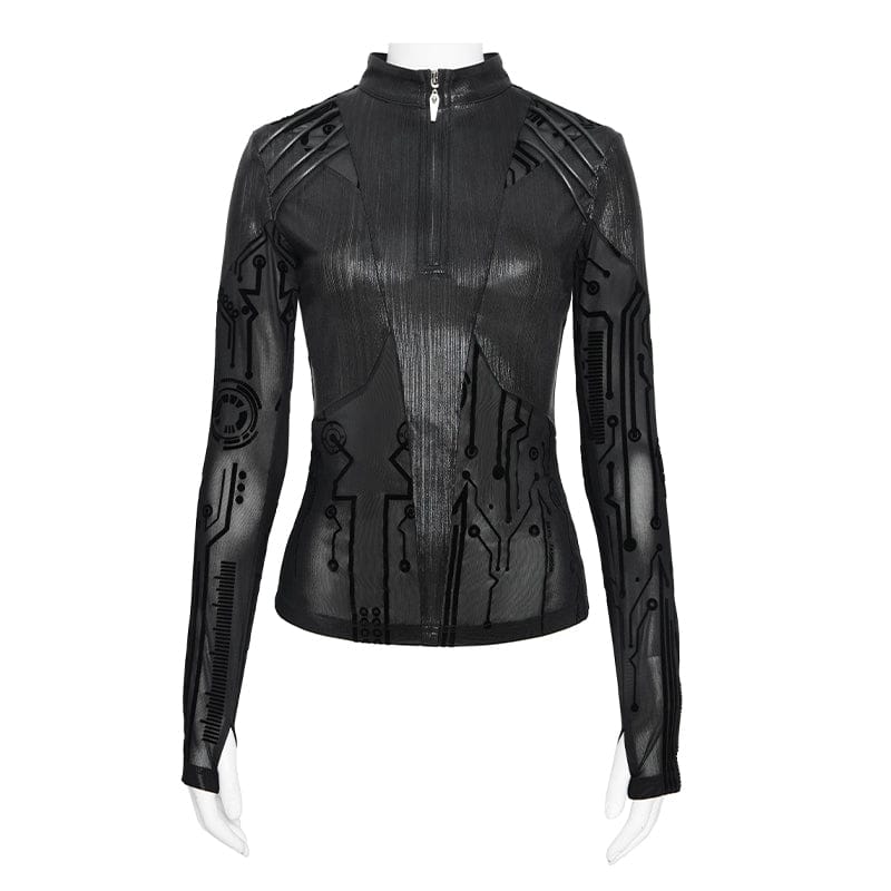 Women's Cyberpunk Circuit Board Printed Shirt – Punk Design