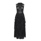 DEVILFASHION Women's Cyberpunk Circuit Board Printed Sleeveless Maxi Dress