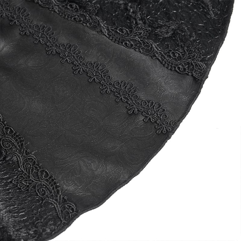 DEVILFASHION Women's Gothic Bat Spider Lace-up Halterneck Dress Black