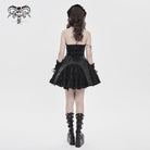 DEVILFASHION Women's Gothic Bat Spider Lace-up Halterneck Dress Black