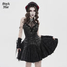 DEVILFASHION Women's Gothic Bat Spider Lace-up Halterneck Dress Black