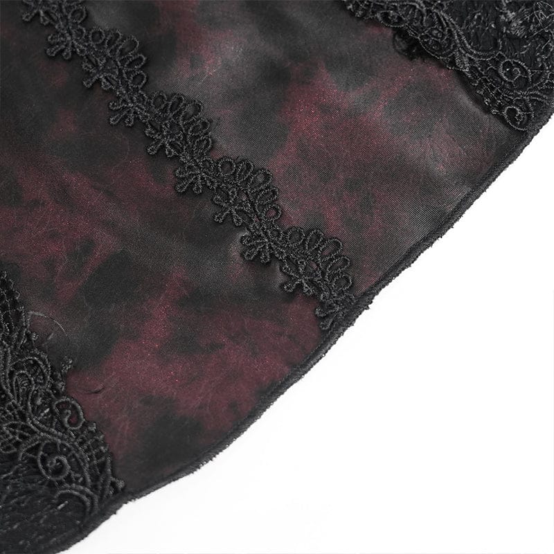 DEVILFASHION Women's Gothic Bat Spider Lace-up Halterneck Dress Black-Red