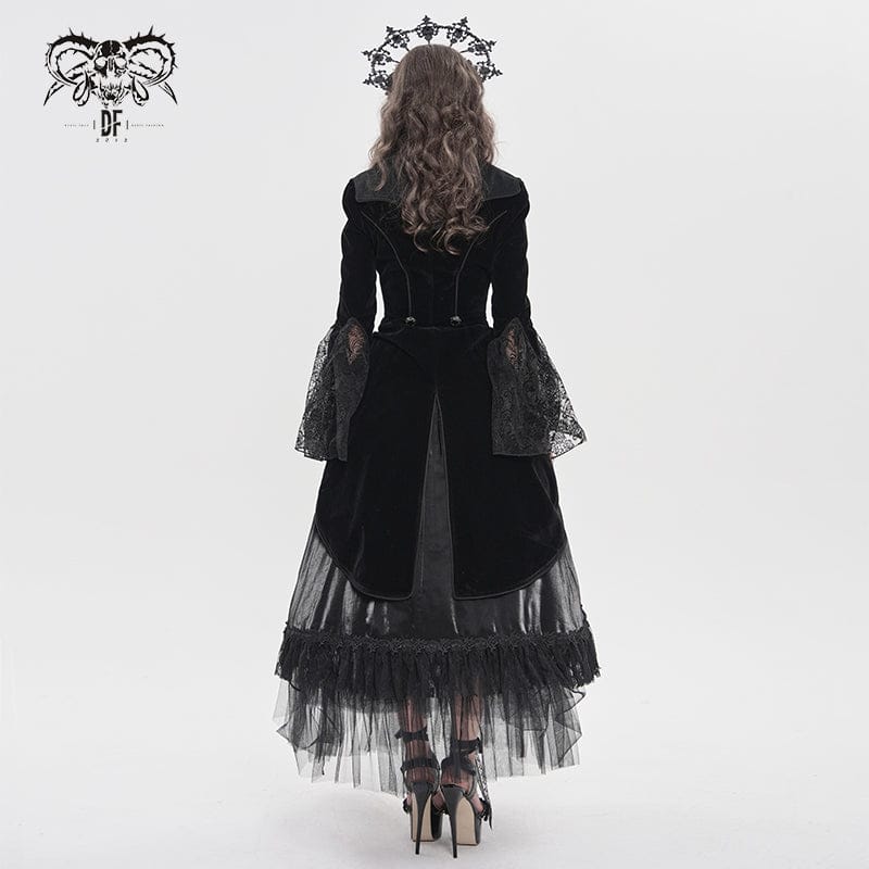 DEVILFASHION Women's Gothic Bat Wing Collar Double-breasted Zip Jacket