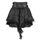 DEVILFASHION Women's Gothic Buckle-up Printed Ruffled Short Skirt