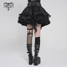 DEVILFASHION Women's Gothic Buckle-up Printed Ruffled Short Skirt
