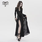 DEVILFASHION Women's Gothic Chained Plunging Split Maxi Dress