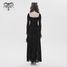 DEVILFASHION Women's Gothic Chained Plunging Split Maxi Dress