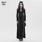 DEVILFASHION Women's Gothic Chained Plunging Split Maxi Dress