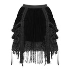 DEVILFASHION Women's Gothic Chained Tassels Layered Short Skirt Black
