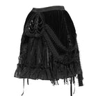 DEVILFASHION Women's Gothic Chained Tassels Layered Short Skirt Black