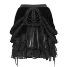 DEVILFASHION Women's Gothic Chained Tassels Layered Short Skirt Black