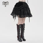DEVILFASHION Women's Gothic Chained Tassels Layered Short Skirt Black