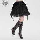 DEVILFASHION Women's Gothic Chained Tassels Layered Short Skirt Black