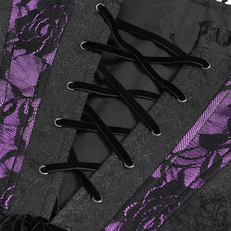 DEVILFASHION Women's Gothic Floral Beaded Slip Dress