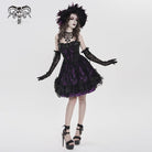 DEVILFASHION Women's Gothic Floral Beaded Slip Dress