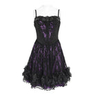 DEVILFASHION Women's Gothic Floral Beaded Slip Dress