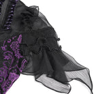 DEVILFASHION Women's Gothic Floral Stand Collar Short Sleeved Mesh Shirt