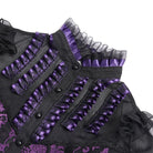 DEVILFASHION Women's Gothic Floral Stand Collar Short Sleeved Mesh Shirt