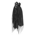 DEVILFASHION Women's Gothic Irregular Mesh Printed Lace-up Long Skirt