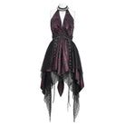 DEVILFASHION Women's Gothic Irregular Plunging Tassels Halterneck Dress