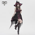 DEVILFASHION Women's Gothic Irregular Plunging Tassels Halterneck Dress