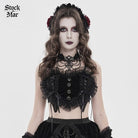 DEVILFASHION Women's Gothic Lace Ruffled Ruched Bustier Black