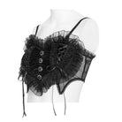 DEVILFASHION Women's Gothic Lace Ruffled Ruched Bustier Black