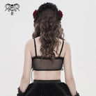 DEVILFASHION Women's Gothic Lace Ruffled Ruched Bustier Black