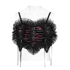 DEVILFASHION Women's Gothic Lace Ruffled Ruched Bustier Black-Red
