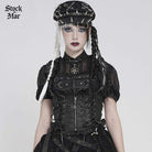DEVILFASHION Women's Gothic Lace-up Zip Swallow-tailed Vest Black