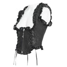 DEVILFASHION Women's Gothic Lace-up Zip Swallow-tailed Vest Black
