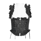 DEVILFASHION Women's Gothic Lace-up Zip Swallow-tailed Vest Black